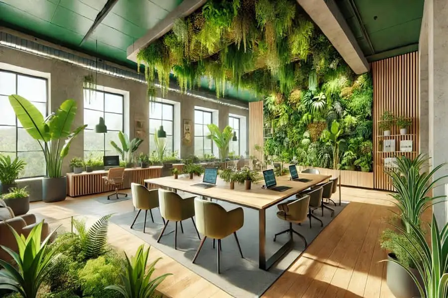 طراحی دکوراسیون اداری مدرن ، ۱۰ مدل جذاب ۲۰۲۵ 3 طراحی بیوفیلیک (Biophilic Design)
